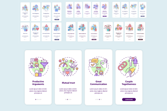 Adulthood Onboarding App Page Bundle: Modern Graphics for Branding & Marketing