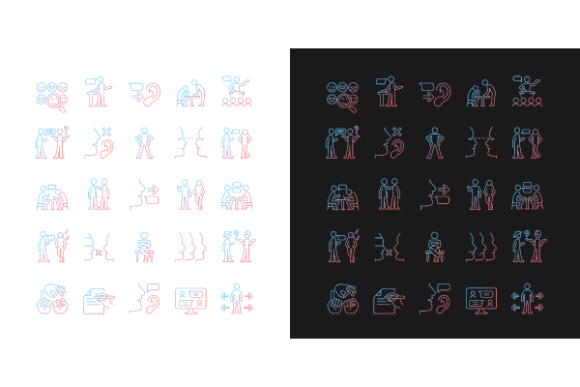 Communication Channel Gradient Icons Set: Modern Graphics for Dynamic Branding