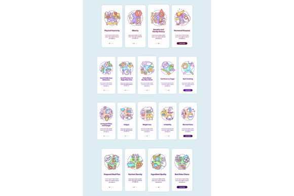 Diabetes Onboarding Mobile App Page Set Graphics for Crafters & Handmade Sellers