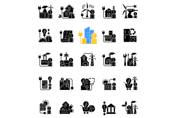 Energy Purchase Glyph Icons Bundle: Graphics Review