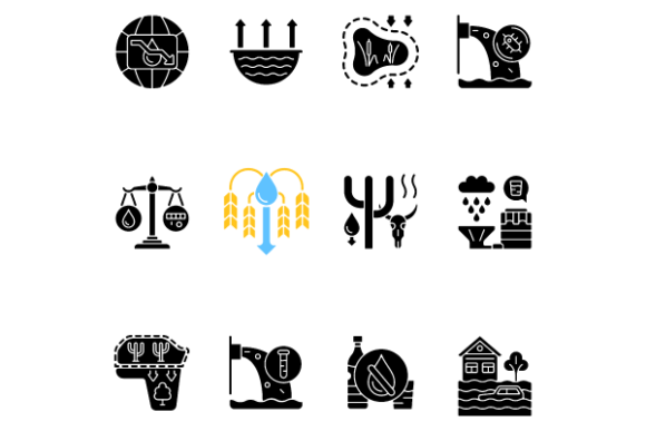 Global Water Crisis Icons Bundle: Graphics & Icons for Impactful Editorial Design