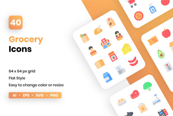Grocery Flat Icon Set: Practical Icons for Modern Design Projects