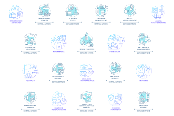 Humanitarian Aid Review Icons Bundle: Graphics & Icons
