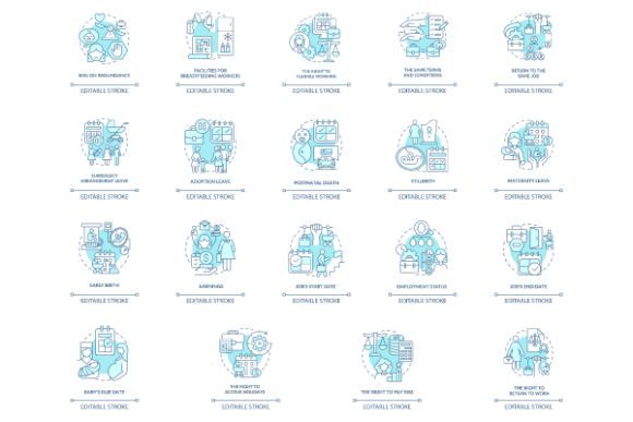 Maternity Leave Concept Icons Bundle – Graphics for Modern Parenting Themes