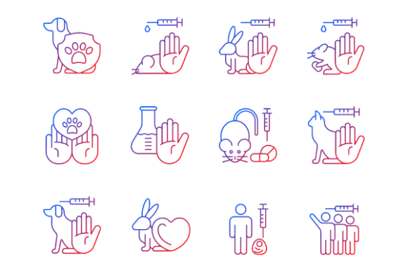No Animal Testing Gradient Icons Bundle: Cute & Clean Graphics for Crafters