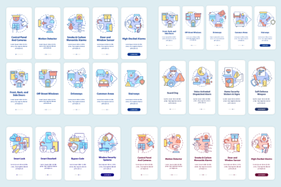 Property Security App Page Screen Bundle – Clean Graphics for Modern Editorial Design