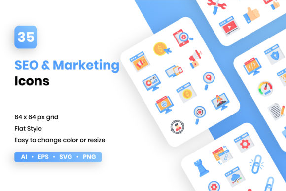 SEO and Marketing Graphics: Flat Icons for Handmade Business Branding and Craft Design