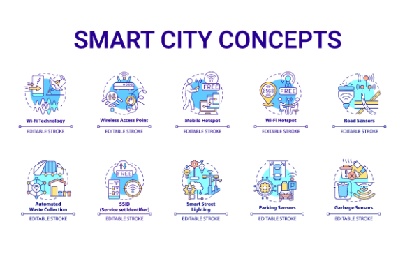 Smart City Concept Icons Bundle: Graphics Meant for Modern Branding