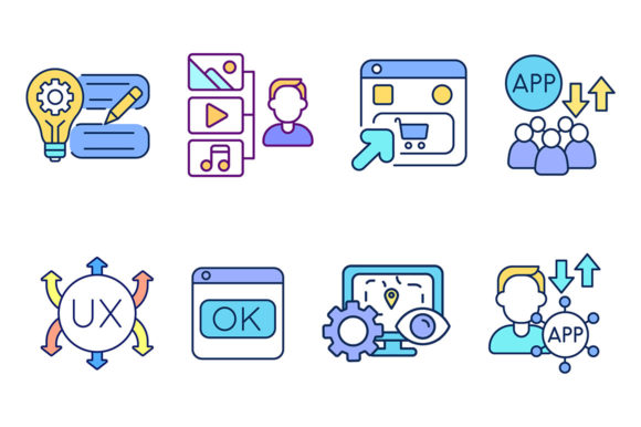 Software Development Process RGB Icons Graphics Review