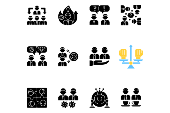 Teamwork Glyph Icons: Crafting Graphics for Collaborative Business Design