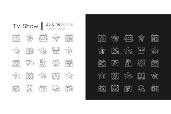 TV Show Linear Icons Set for Graphics & Icons Lovers