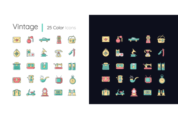 Vintage Style Color Icons Set for Crafters & Handmade Business Owners