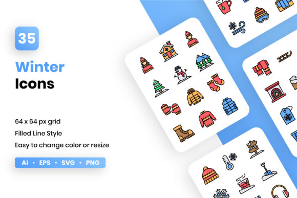 Winter Filled Line Icon Set – Graphics & Icons for Creative Sellers